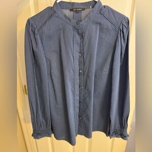 Kobi Halperin Navy Striped Button Down Blouse